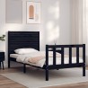 Cadre de lit sans matelas noir 90x200 cm bois de pin massif 