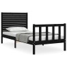 Cadre de lit sans matelas noir 90x200 cm bois de pin massif 