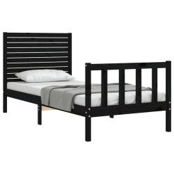 Cadre de lit sans matelas noir 90x200 cm bois de pin massif 