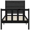 Cadre de lit sans matelas noir 90x200 cm bois de pin massif 