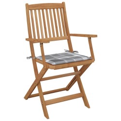 Chaises pliables de jardin lot de 2 avec coussins Bois d'acacia 