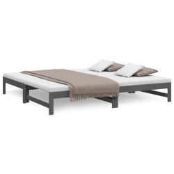 Lit coulissant sans matelas gris 2x(100x200) cm 
