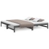 Lit coulissant sans matelas gris 2x(100x200) cm 