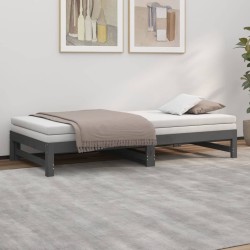 Lit coulissant sans matelas gris 2x(100x200) cm 