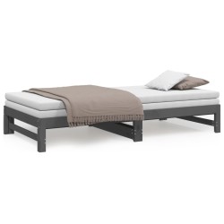 Lit coulissant sans matelas gris 2x(100x200) cm 