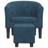 Fauteuil avec repose-pied bleu foncé velours 