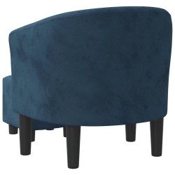 Fauteuil avec repose-pied bleu foncé velours 