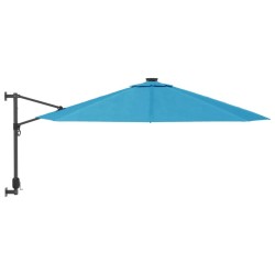 Parasol mural avec LED bleu mer 290 cm 