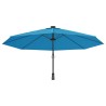 Parasol mural avec LED bleu mer 290 cm 