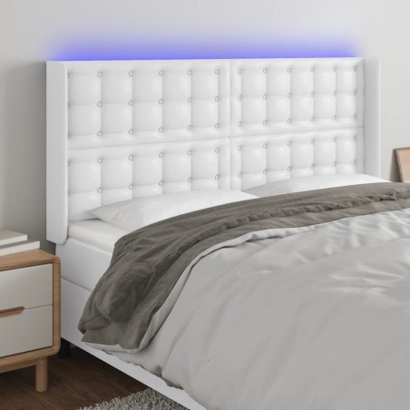 Tête de lit à LED Blanc 203x16x118/128 cm Similicuir 