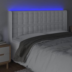 Tête de lit à LED Blanc 203x16x118/128 cm Similicuir 