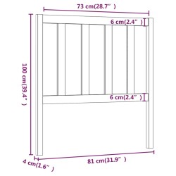 Tête de lit Blanc 81x4x100 cm Bois massif de pin 