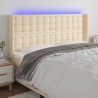 Tête de lit à LED Crème 163x16x118/128 cm Tissu 