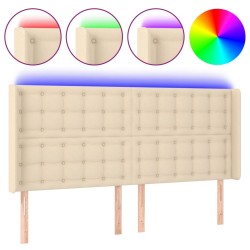 Tête de lit à LED Crème 163x16x118/128 cm Tissu 