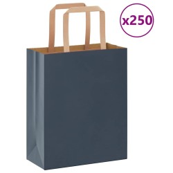 Sacs en papier 250 pcs avec poignées bleu 18x8x22 cm 