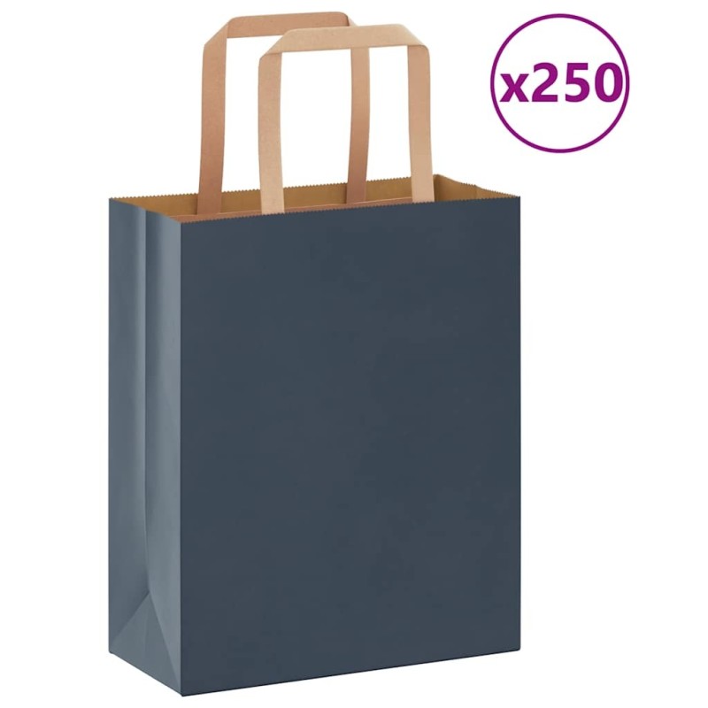 Sacs en papier 250 pcs avec poignées bleu 18x8x22 cm 