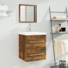 Meuble lavabo avec bassin intégré Chêne fumé Bois d'ingénierie 