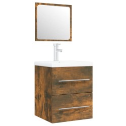 Meuble lavabo avec bassin intégré Chêne fumé Bois d'ingénierie 