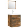 Meuble lavabo avec bassin intégré Chêne fumé Bois d'ingénierie 