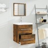 Meuble lavabo avec bassin intégré Chêne fumé Bois d'ingénierie 
