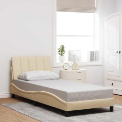 Cadre de lit sans matelas crème 80x200 cm tissu 