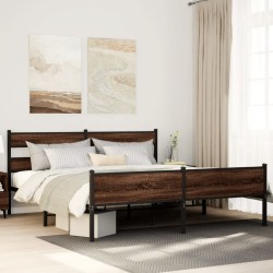 Cadre de lit en métal sans matelas chêne marron 183x213 cm 