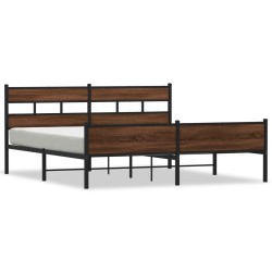 Cadre de lit en métal sans matelas chêne marron 183x213 cm 