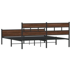 Cadre de lit en métal sans matelas chêne marron 183x213 cm 