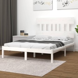 Cadre de lit sans matelas blanc 150x200 cm bois massif 
