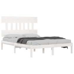 Cadre de lit sans matelas blanc 150x200 cm bois massif 