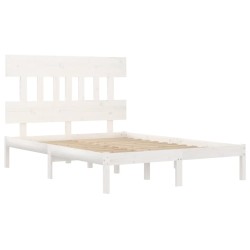 Cadre de lit sans matelas blanc 150x200 cm bois massif 