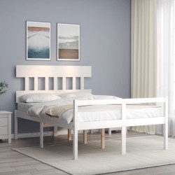 Lit pour personne âgée sans matelas blanc bois massif 