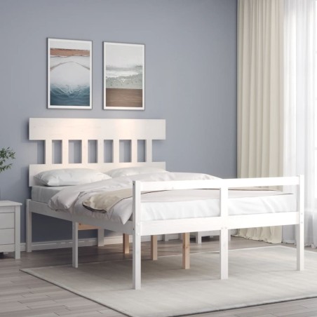 Lit pour personne âgée sans matelas blanc bois massif 