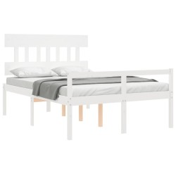 Lit pour personne âgée sans matelas blanc bois massif 