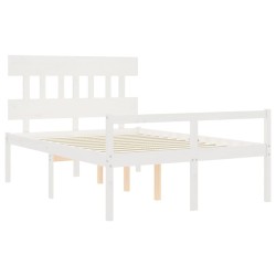 Lit pour personne âgée sans matelas blanc bois massif 