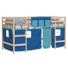 Lit mezzanine enfants avec rideaux sans matelas bleu 80x200cm 