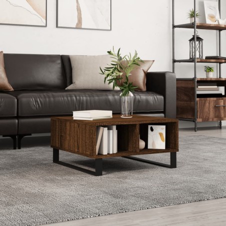 Table basse chêne marron 60x60x30 cm bois d'ingénierie 