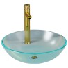 Lavabo de bain avec robinet et drain à poussoir Verre trempé 