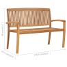 Banc 2 places empilable de jardin 128,5 cm Bois de teck solide 