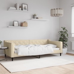 Lit de repos sans matelas crème 90x200 cm tissu 