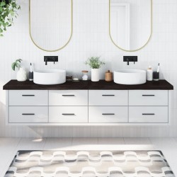Comptoir de salle de bain marron foncé bois massif traité 