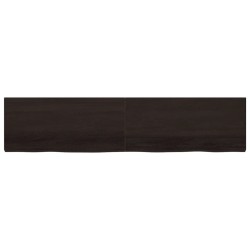 Comptoir de salle de bain marron foncé bois massif traité 