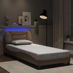 Cadre de lit avec LED sans matelas cappuccino 80x200 cm 