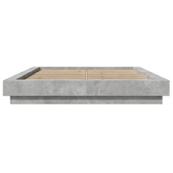 Cadre de lit et lumières LED sans matelas gris béton 140x190 cm 