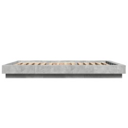 Cadre de lit et lumières LED sans matelas gris béton 140x190 cm 