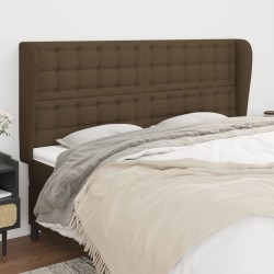 Tête de lit avec oreilles Marron foncé 183x23x118/128 cm Tissu 