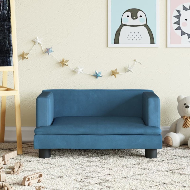 Canapé pour enfants bleu 60x40x30 cm velours 