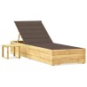 Chaise longue de jardin avec table et coussin Pin imprégné 