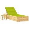 Chaise longue de jardin avec table et coussin Pin imprégné 