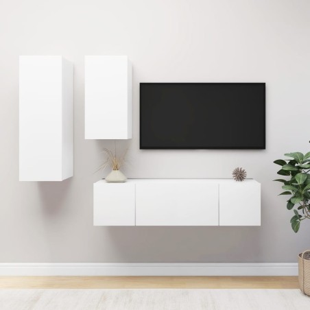 Ensemble de meubles TV 4 pcs Blanc Bois d'ingénierie 